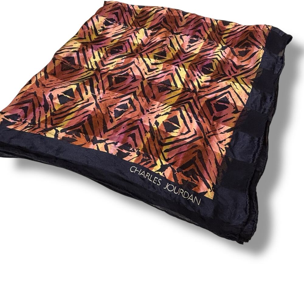 Vintage Charles Jourdan Navy with Geometric Pattern - 34" Square